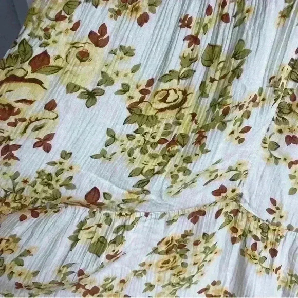 Faithfull Anina Goldie V-neck Floral Gold Yellow White Lined Mini Dress  size M - Picture 9 of 11